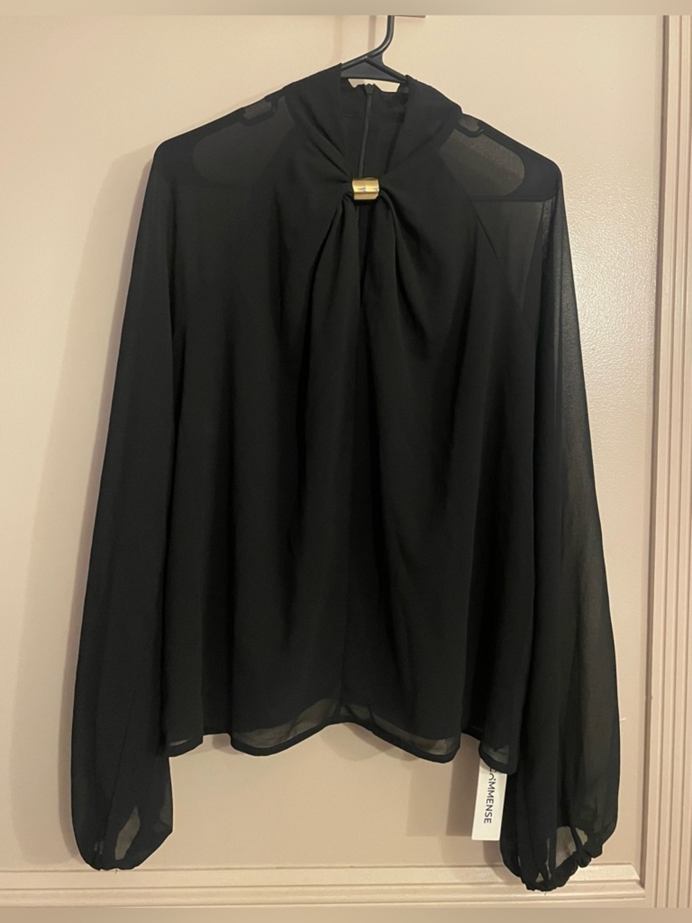 NWOT Semi-Sheer Chiffon Blouse w/Metal Detail M